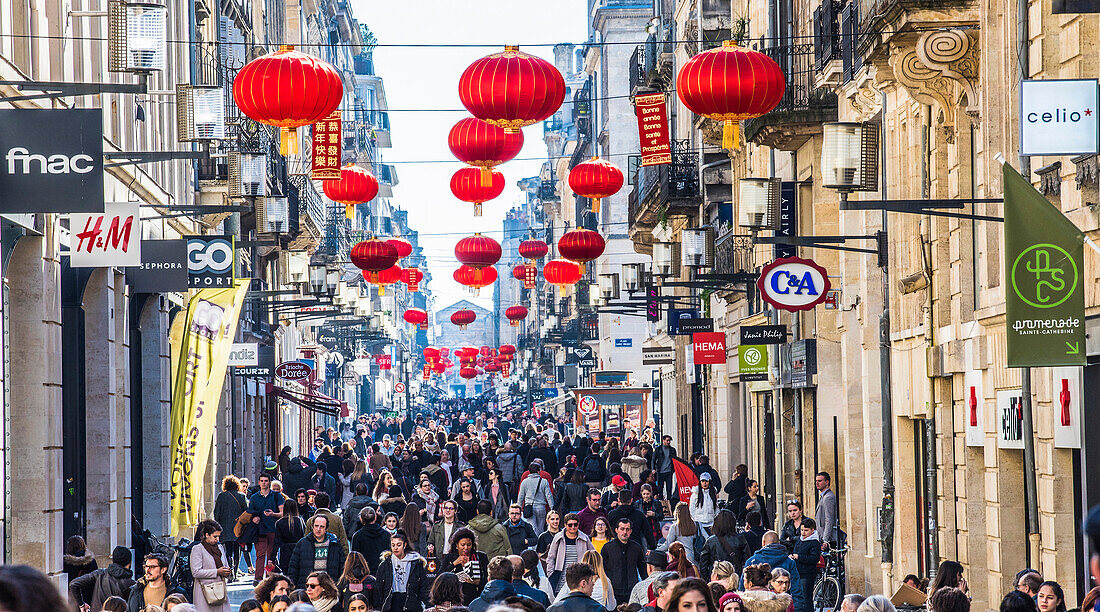 France,New Aquitaine,Bordeaux,rue Sainte Catherine during the Chinese New Year