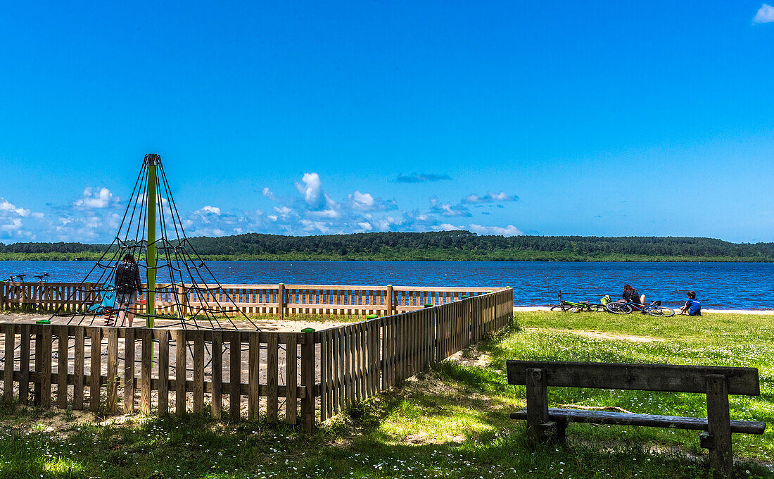 France,New Aquitaine,Landes,Leon,playground for children near the Leon lake