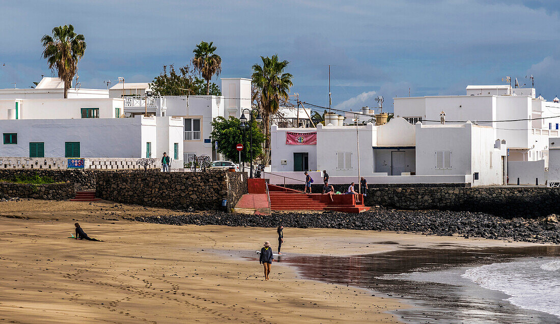 Spain,Canary Islands,Lanzarote Island,beach and village of Caleta de Famara