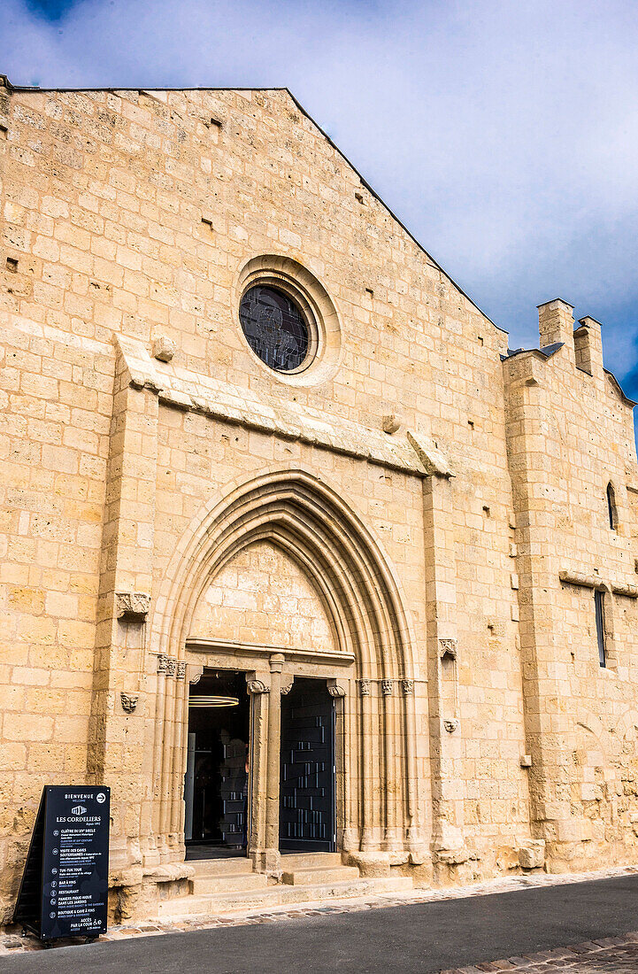 France,Gironde,Saint Emilion (UNESCO World Heritage Site),facade of the church of the former convent of the Cordeliers (14th century)