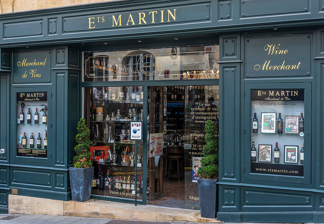 France,Gironde,Saint Emilion (UNESCO World Heritage Site),"Ets Martin" wine shop