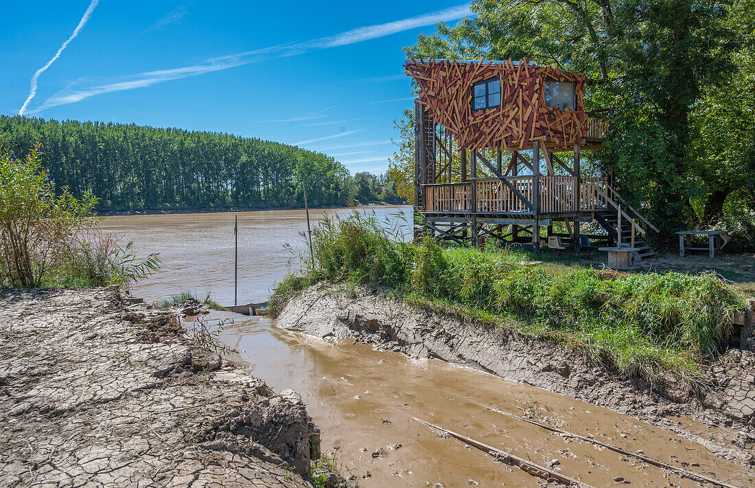 France,Gironde,Entre-deux-Mers,"Tramasset" shipyard on the banks of the Garonne at Le Tourne