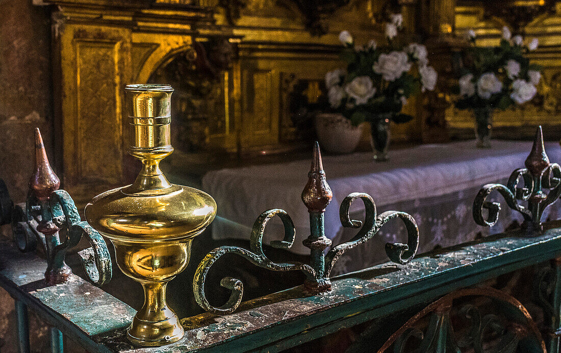 Spain,Rioja,Briones medieval village (Most beautiful village in Spain),church Nuestra Senora de Asumpcion,ironworks (St James way)