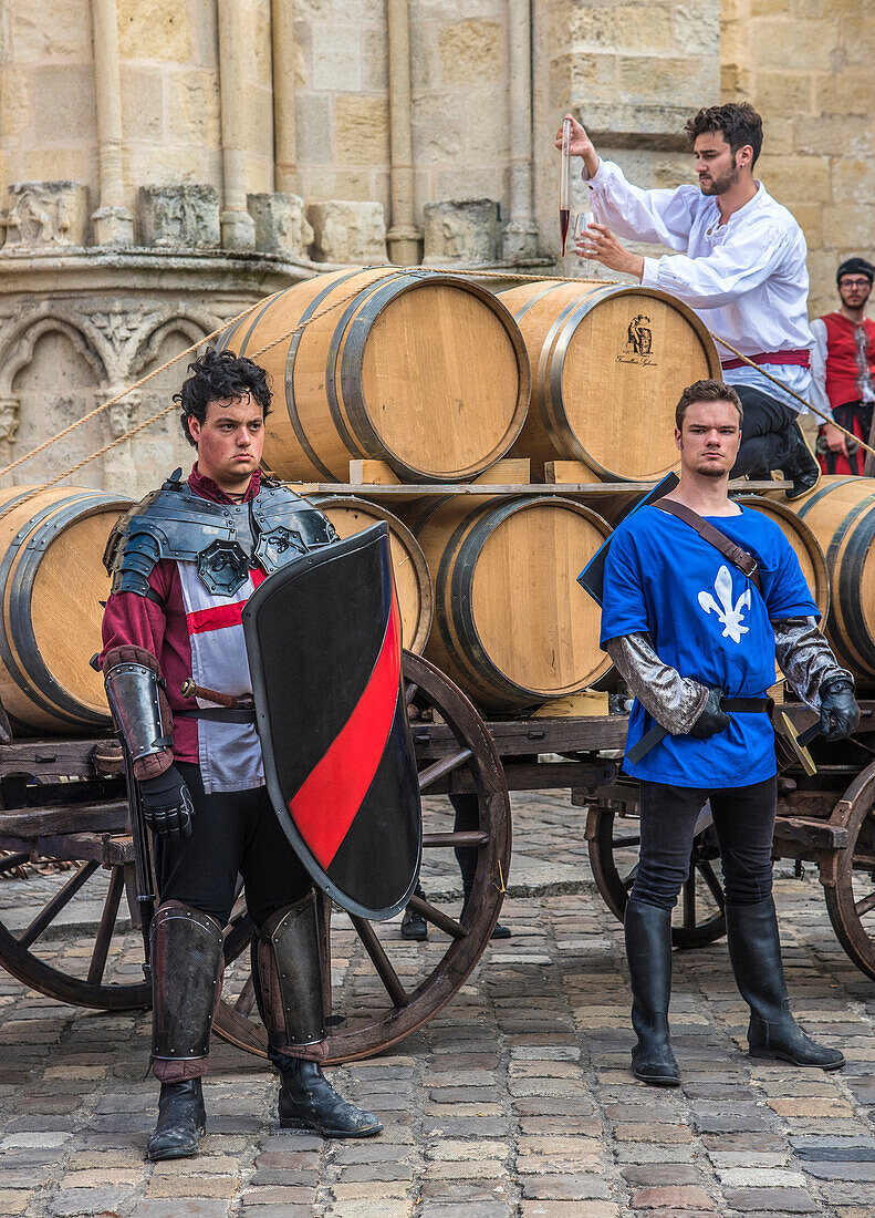 France,Gironde,Saint Emilion,Celebrations of the 20th anniversary of the inscription on UNESCO's World Heritage List,ceremony of the marking of barrels by the Jurade