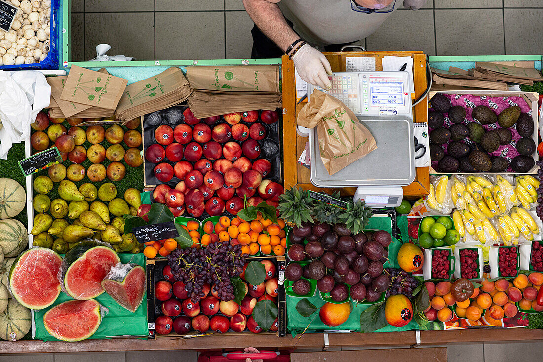 Frankreich,Les Sables d'Olonne,85,Marche des Halles Centrales,Lebensmittelmarkt,Mai 2021.