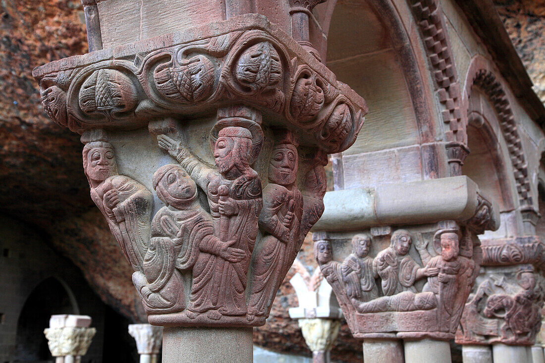 Spain,Aragon,Province of Huesca,Jaca,San Juan de la Pena monastery,the cloister