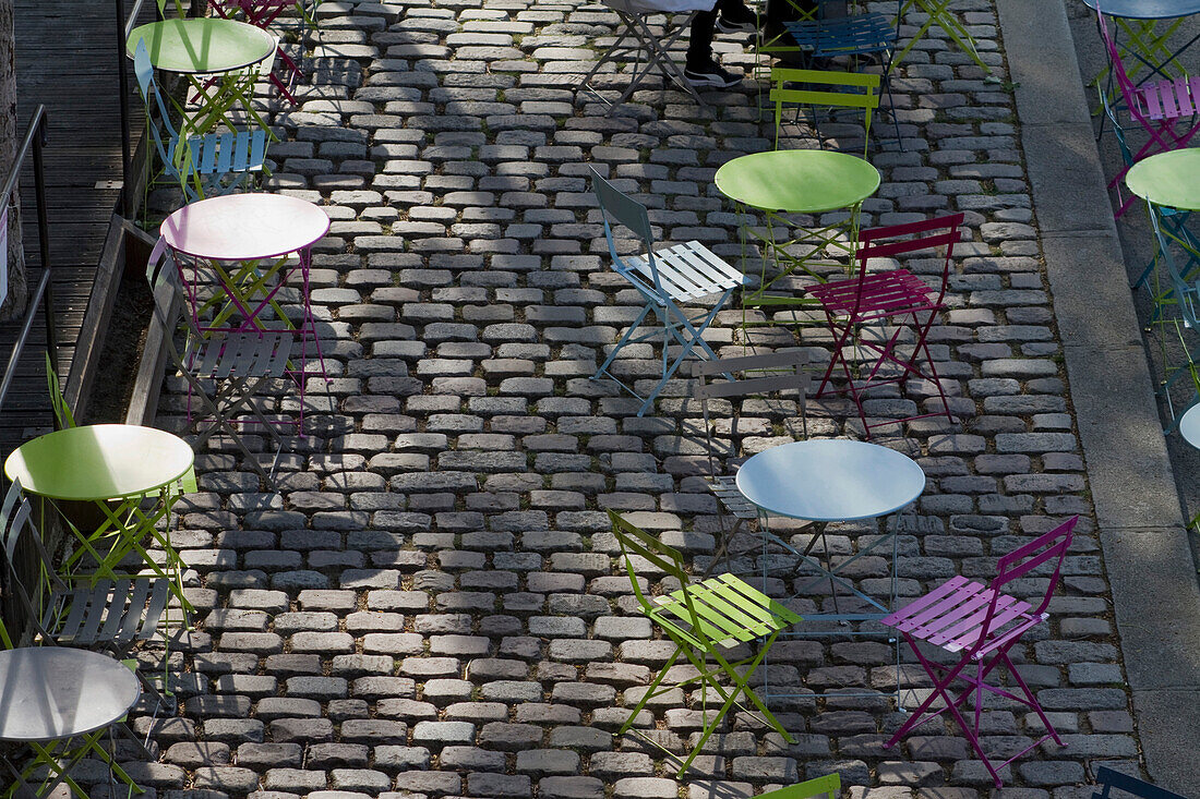 France,Paris,75,4th arrondissement,the Quai des Celestins,terrace of a cafe