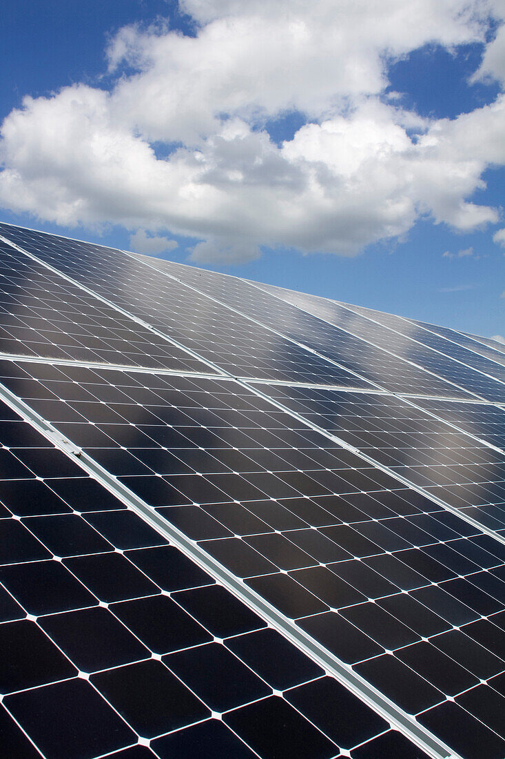 Close-up on photovoltaic solar panels.