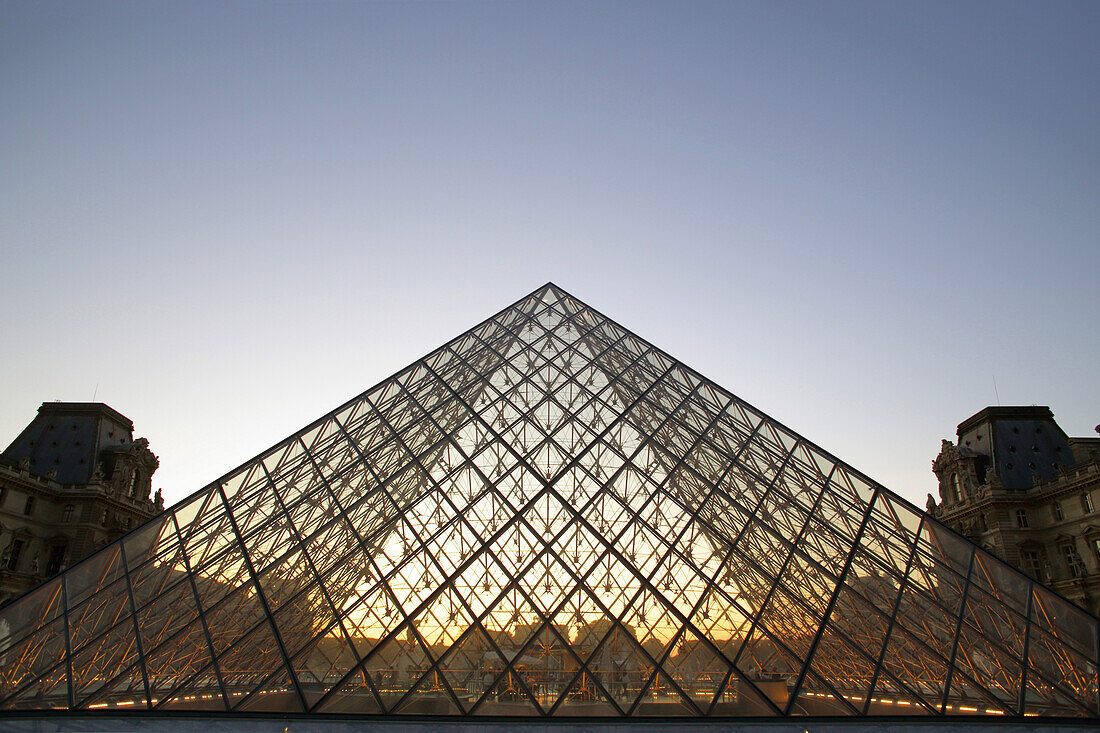 France,Paris,1st district,Louvre Pyramid by Ieoh Ming Pei.