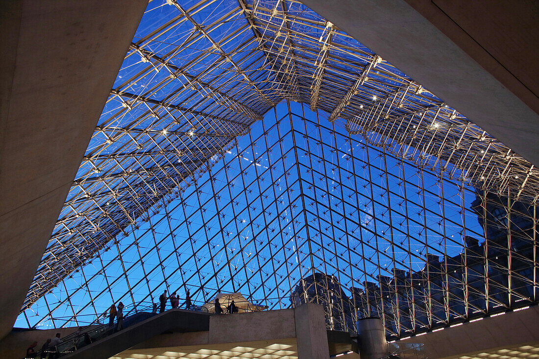 France,Paris,1st district,Louvre Pyramid by Ieoh Ming Pei.