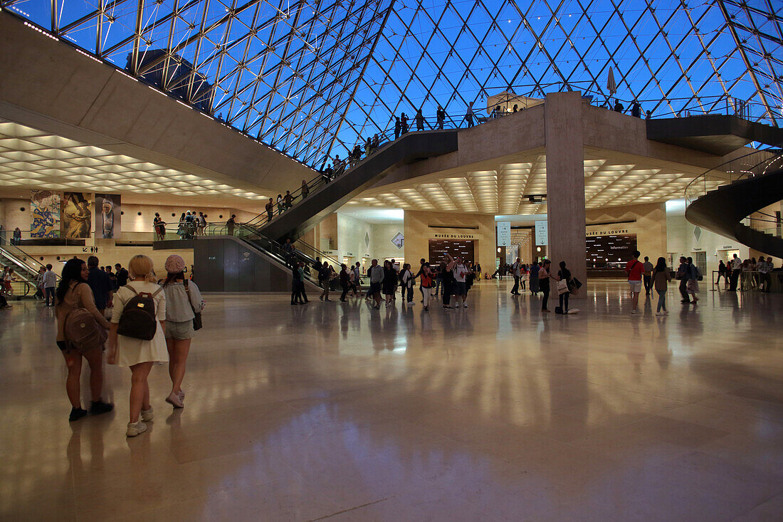 France,Paris,1 st district,Louvre Pyramid by Ieoh Ming Pei.