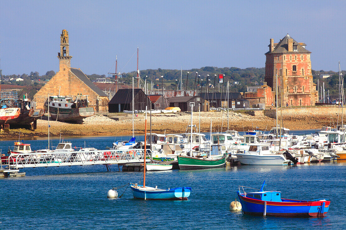 France,Brittany,Finistere department (29),Crozon peninsula,Camaret sur mer,Rocamadour chapel and Vauban tower (unesco world heritage)