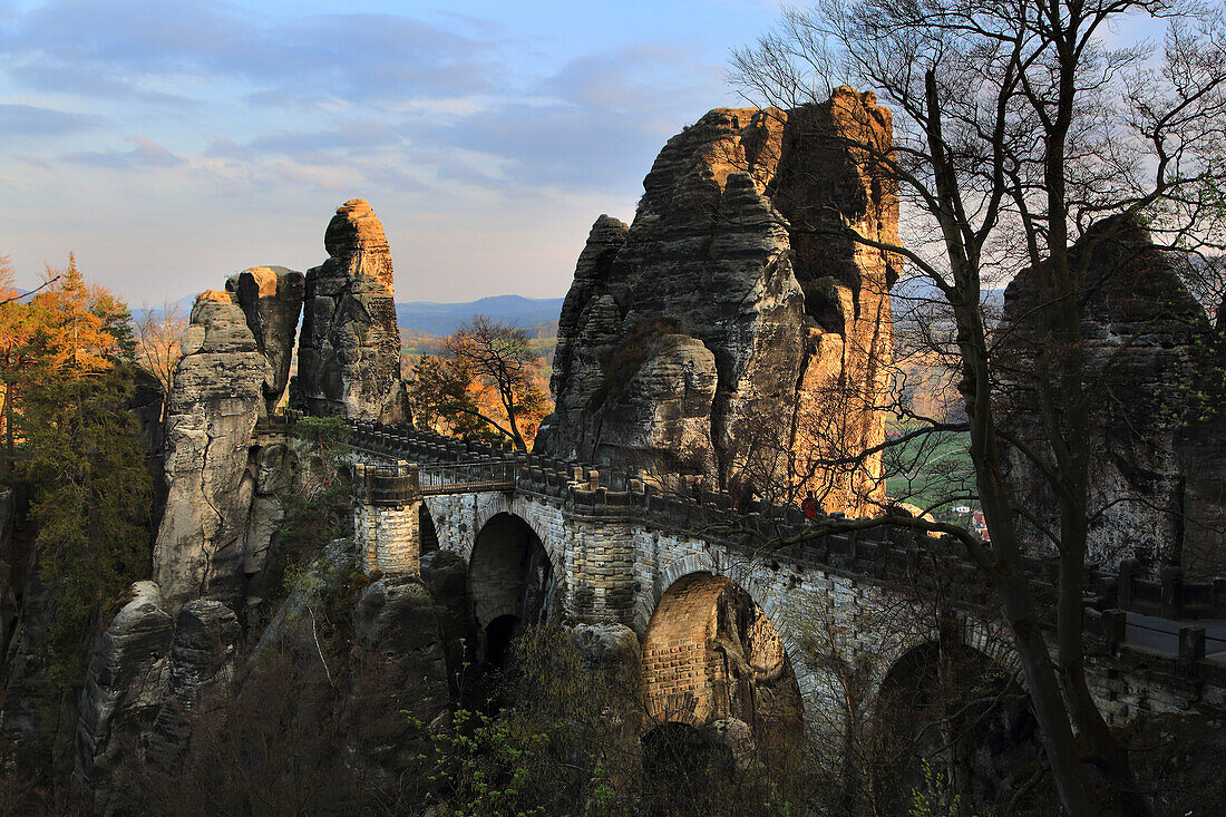 Germany,Saxony,Saxon Switzerland,sandstone rock formations. Bastei bridge