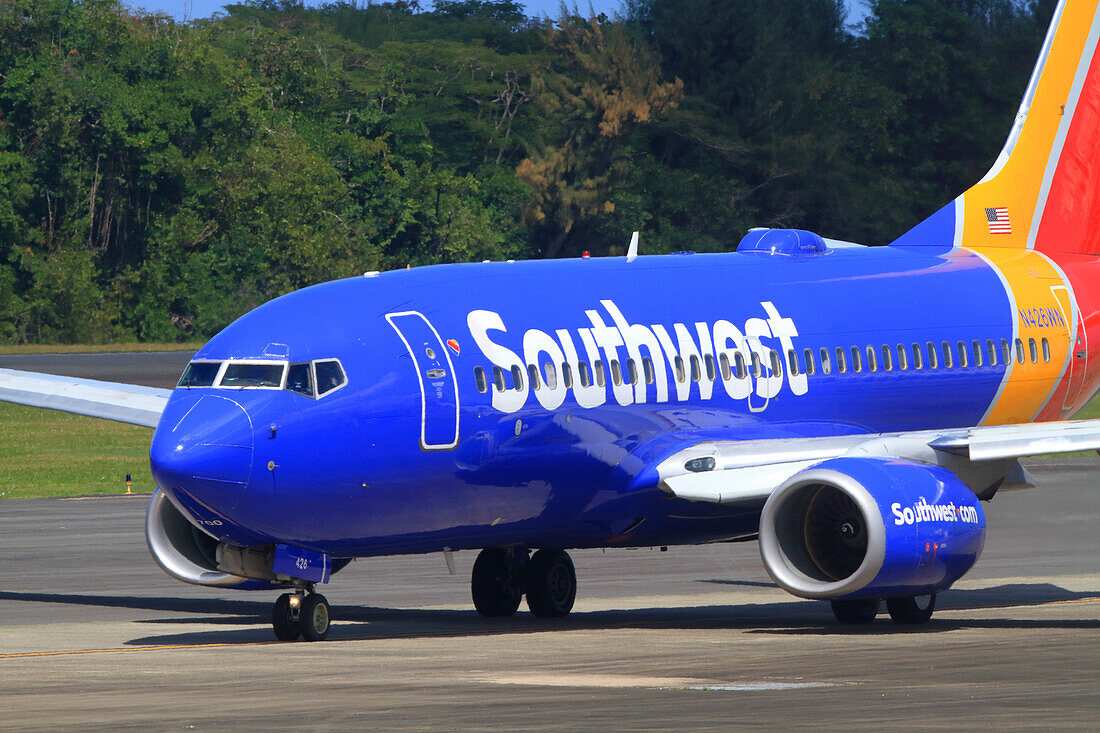 Usa,Puerto Rico,San Juan. Luis Muñoz Marín International Airport. Southwest airlines aircraft.