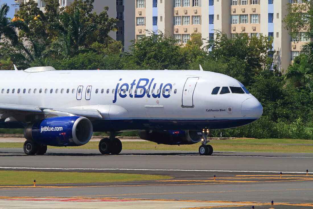 Usa,Porto Rico,San Juan. Luis Muñoz Marín International Airport. Jet blue aircraft