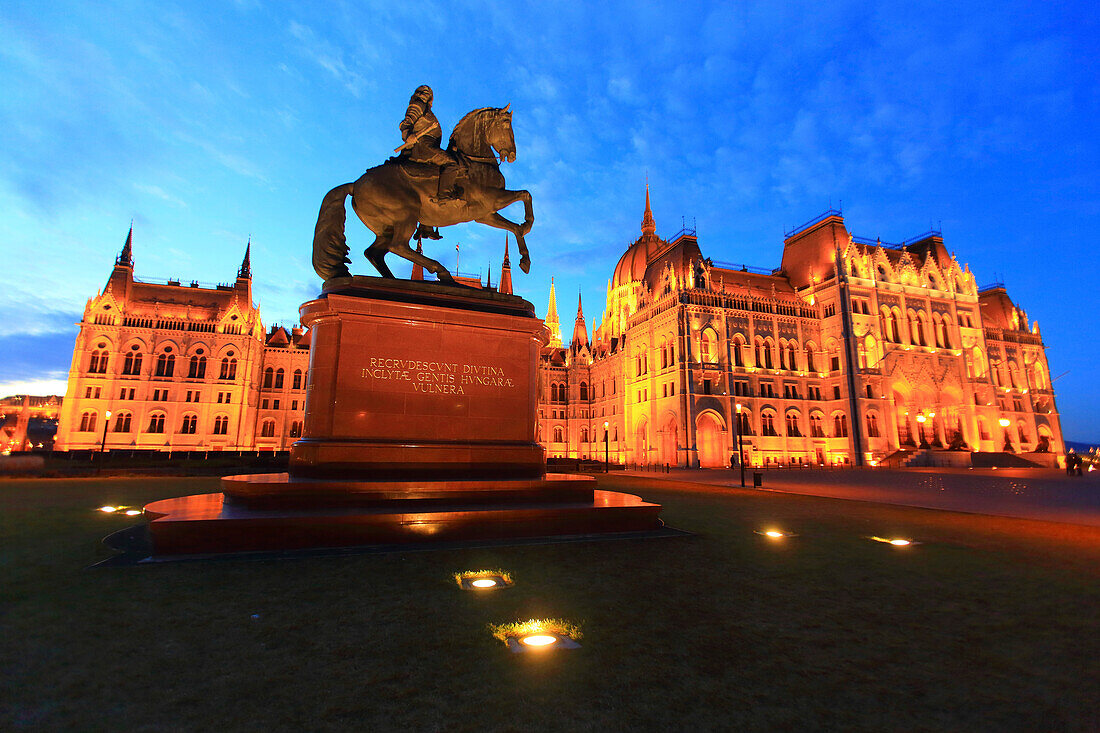 Hungary,Budapest,Parliament building. Ferenc Rakoczi II Statue.