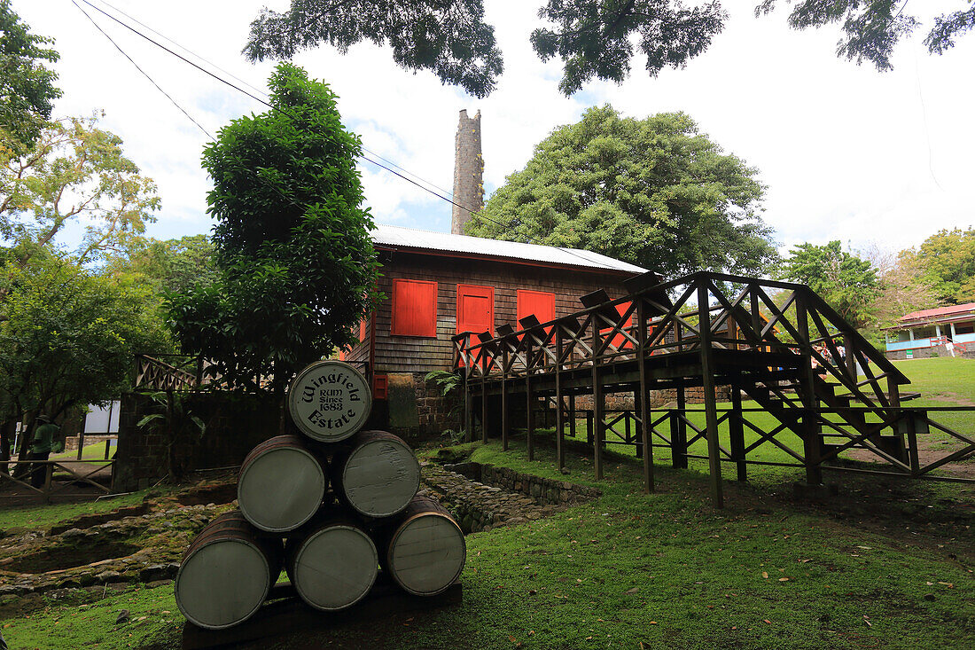 Britisch-Westindien, St. Kitts und Nevis, St. Kitts. Wingfield Estate Zuckerplantage Ruinen