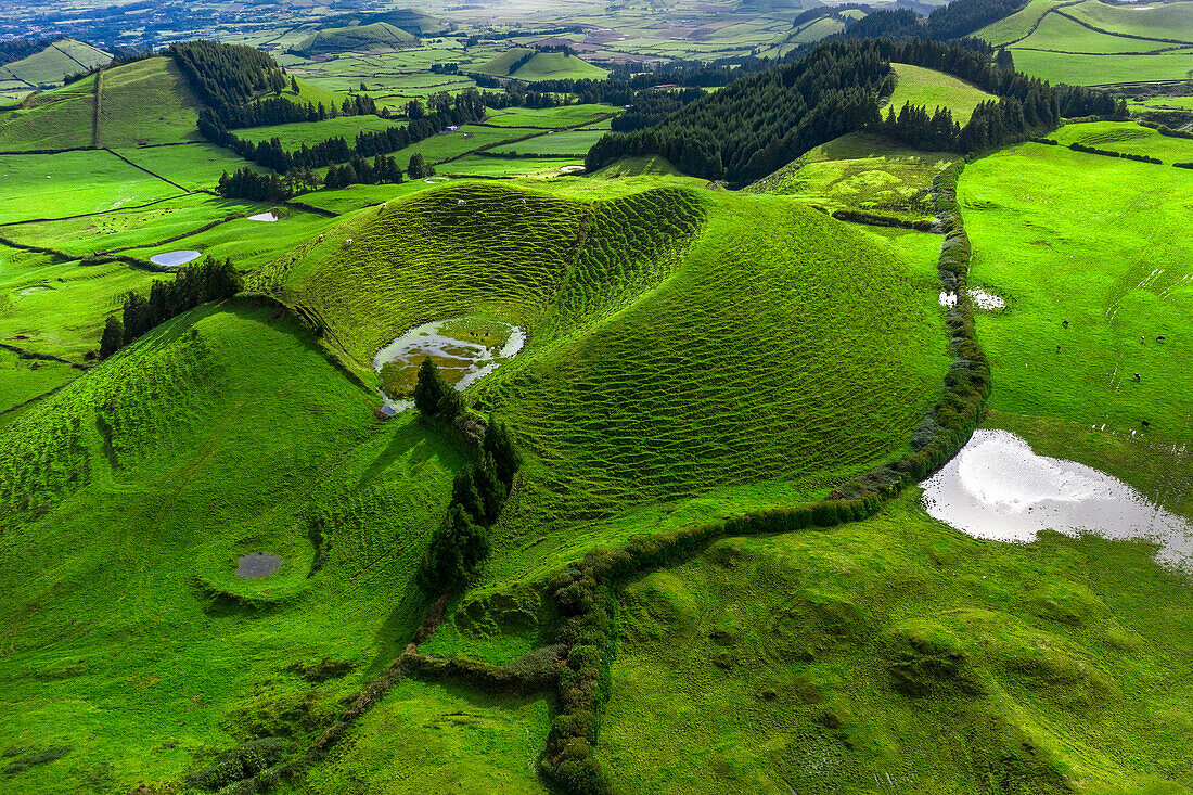 Sao Miguel Island,Azores,Portugal. Crater of volcan in the form of heart