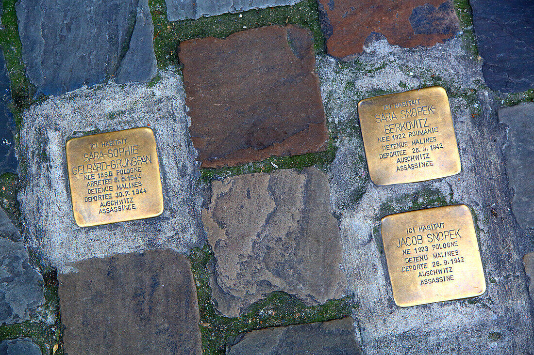 Europa,Belgien,Brüssel. Stolpersteine von Gunter Demnig