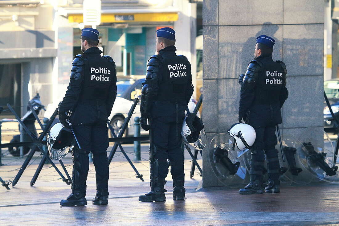 Europe,Belgium,Brussels. Belgian police