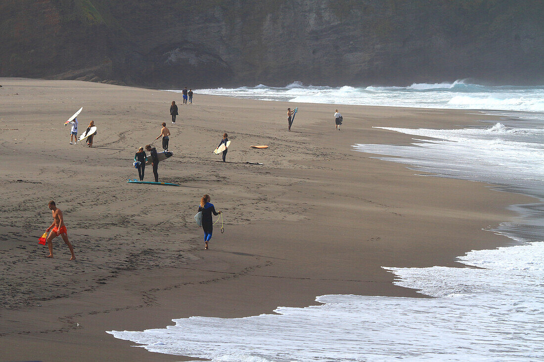 Insel Sao Miguel, Azoren, Portugal. Ribeira Grande. Ponta das Praias de Ribeira Grande. Strand Areal de Santa Barbara