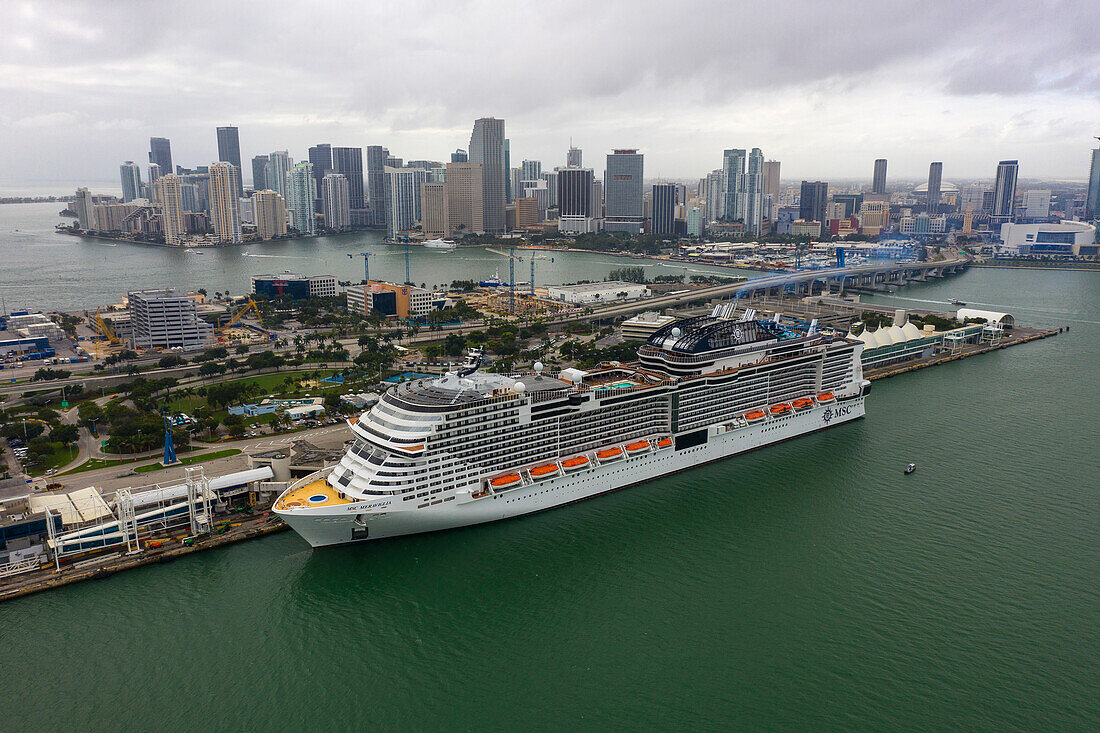 USA,Florida,Miami Hafen. MSC Meraviglia. Dodge Insel