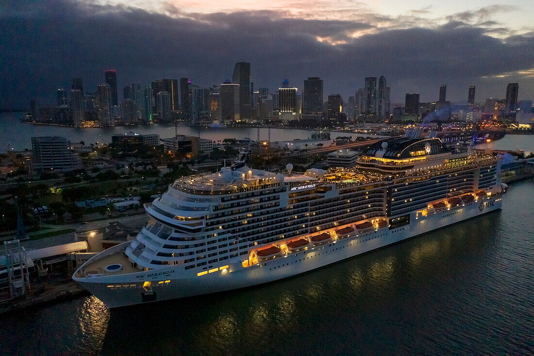 USA,Florida,Miami Hafen. MSC Meraviglia. Dodge Insel