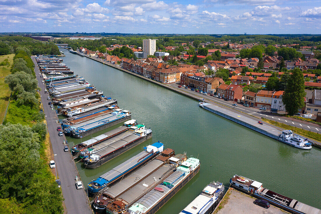 France,Hauts de France,Nord,Douai. La Scarpe,River boats