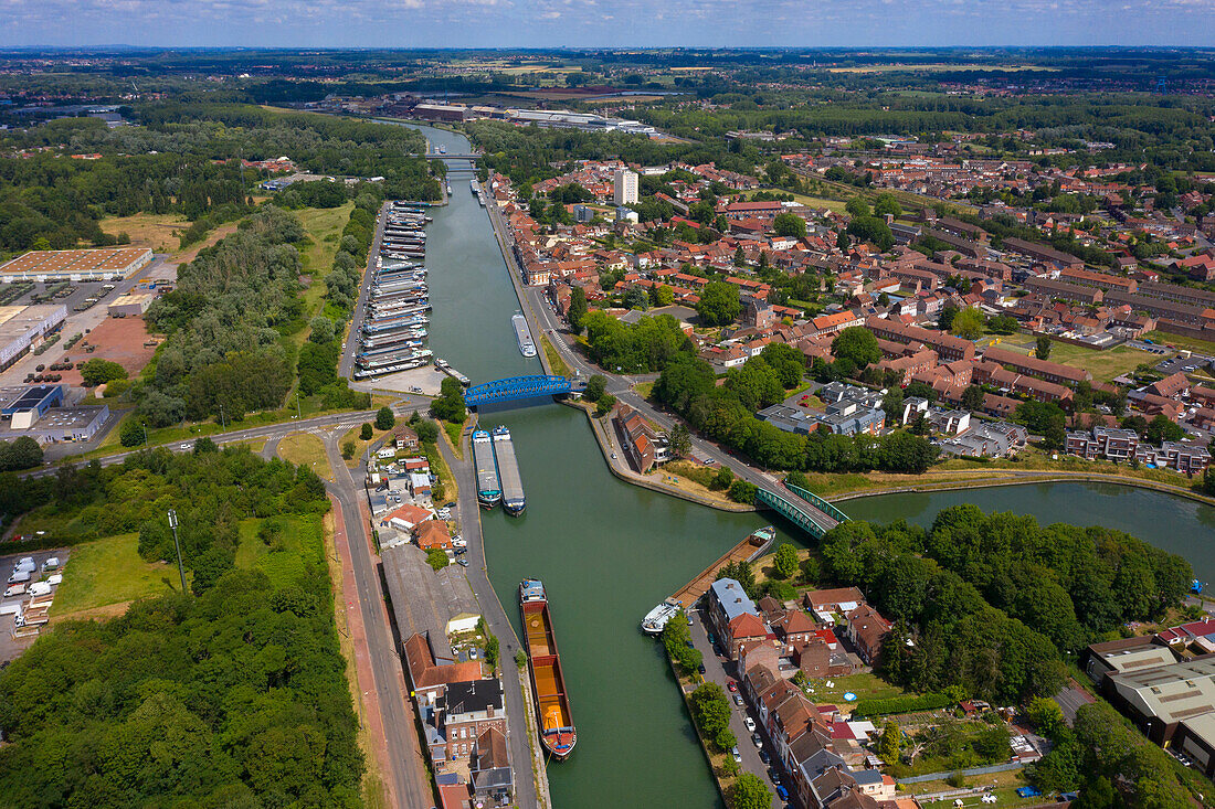 France,Hauts de France,Nord,Douai. La Scarpe,River boats