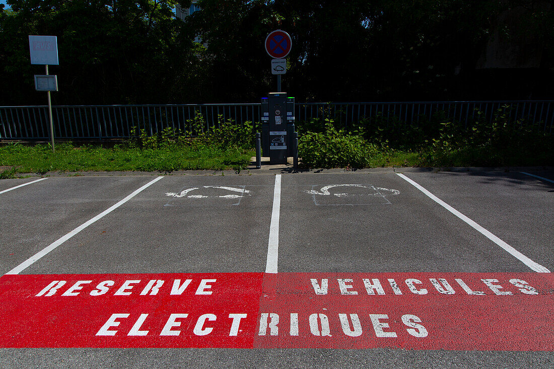 Parking space reserved for electric vehicles