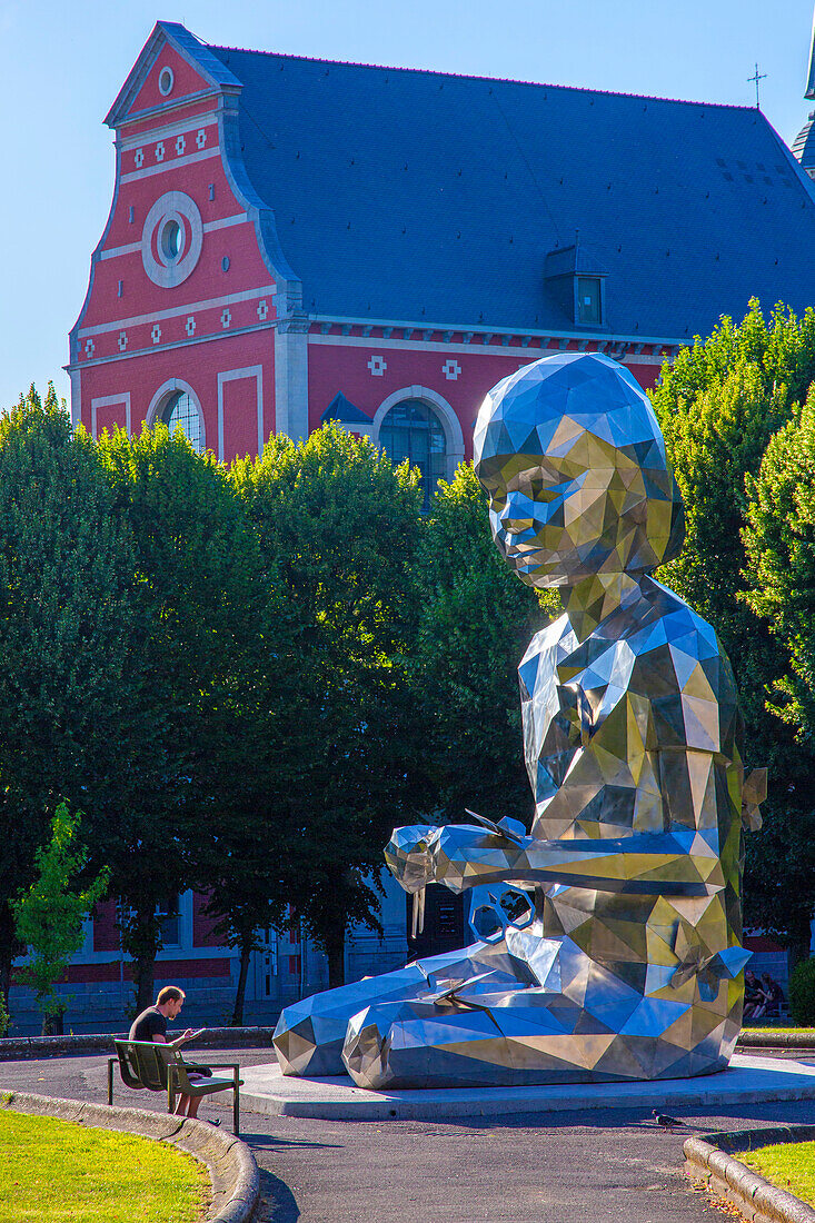 Europe,Belgium,Mons. Lucie statue