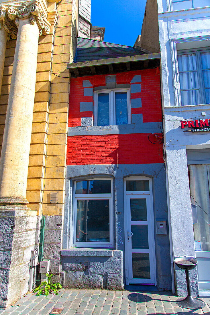 Europe,Belgium,Tournai. Narrow house in the city center