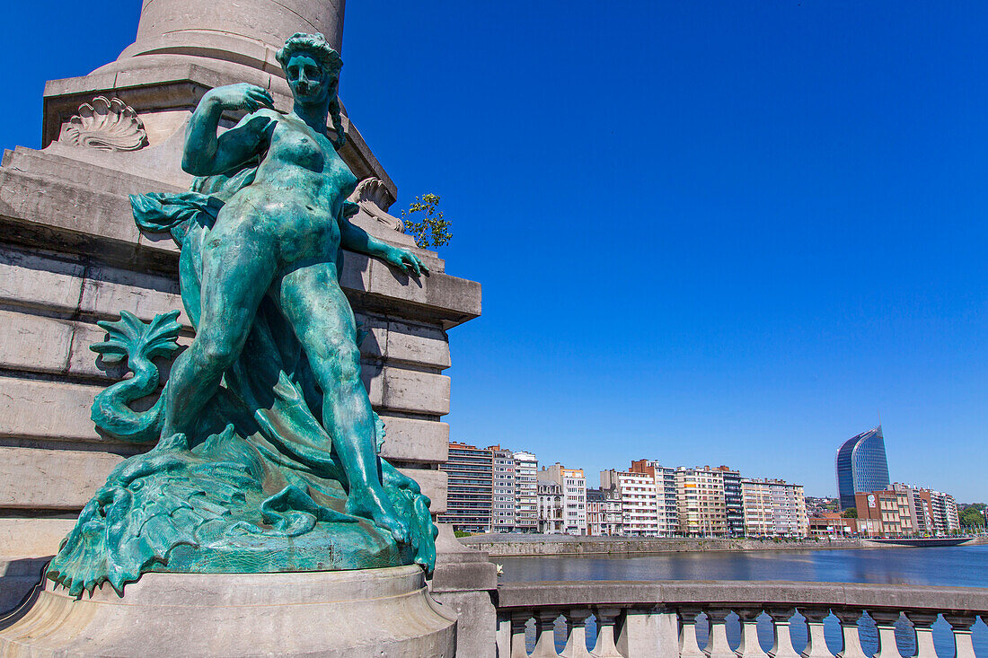 Europe,Belgium,Liege. Meuse River. Angels bridge