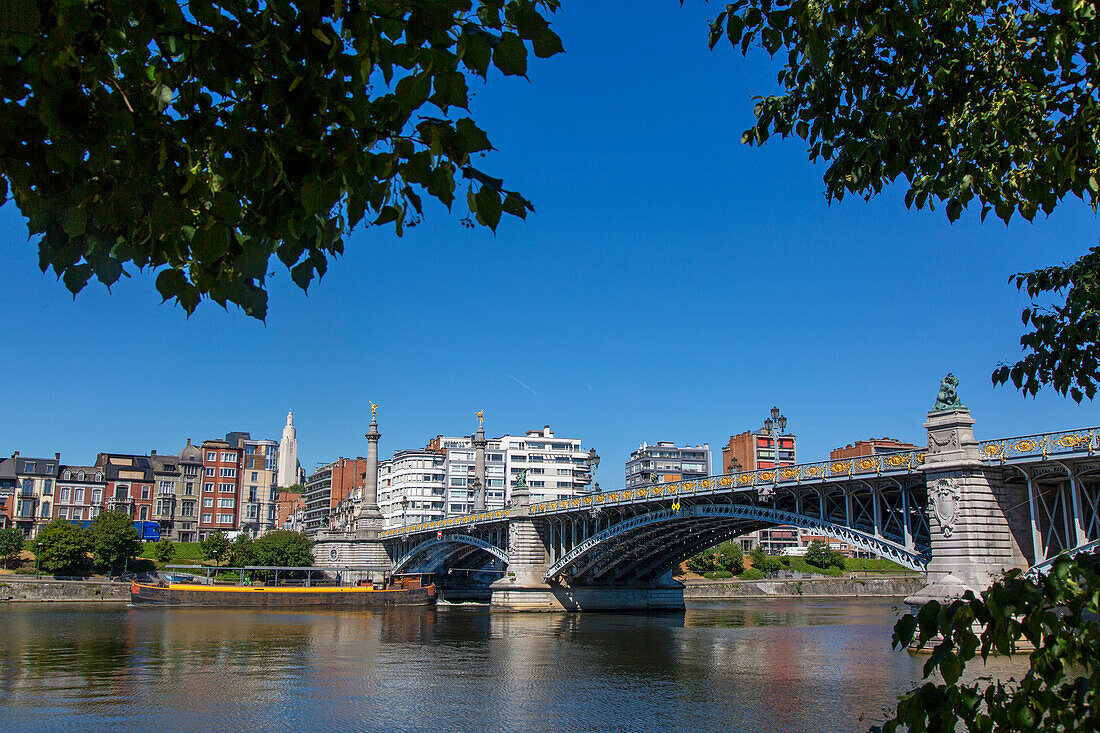 Europe,Belgium,Liege. Meuse River. Angels bridge