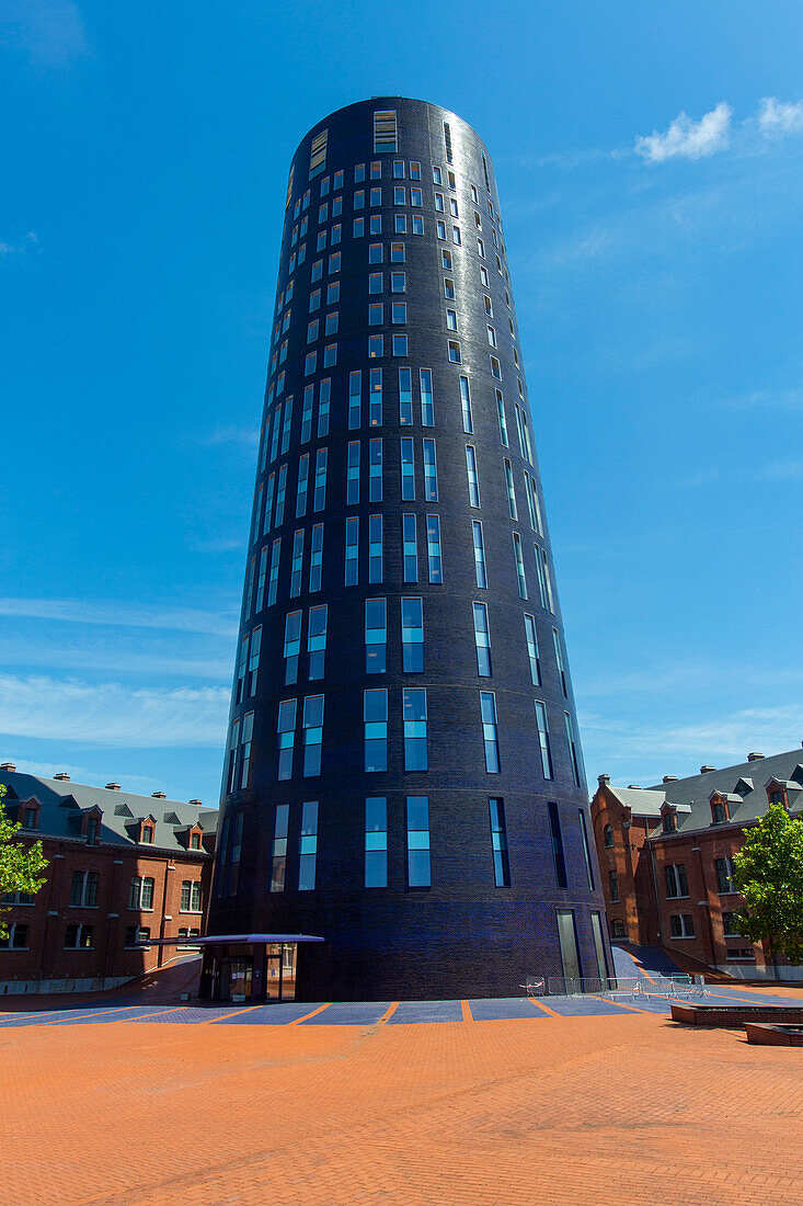 Europe,Belgium,Charleroi. Police. Blue tower