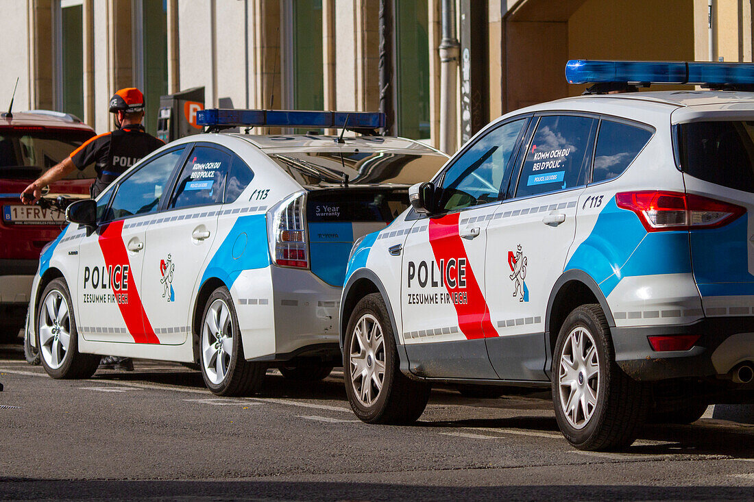 Europa,Luxemburg,Luxemburg-Stadt. Polizeiautos