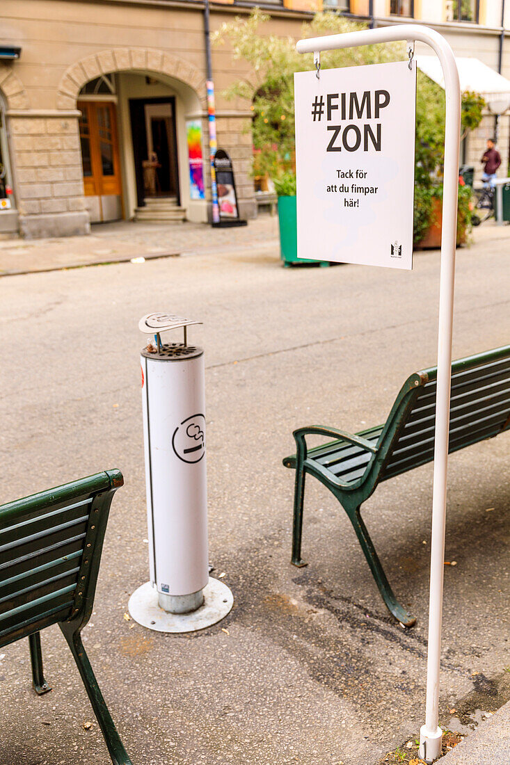 Europe,Scandinavia,Sweden. Skania. Malmoe. Smoking area in a pedestrian street