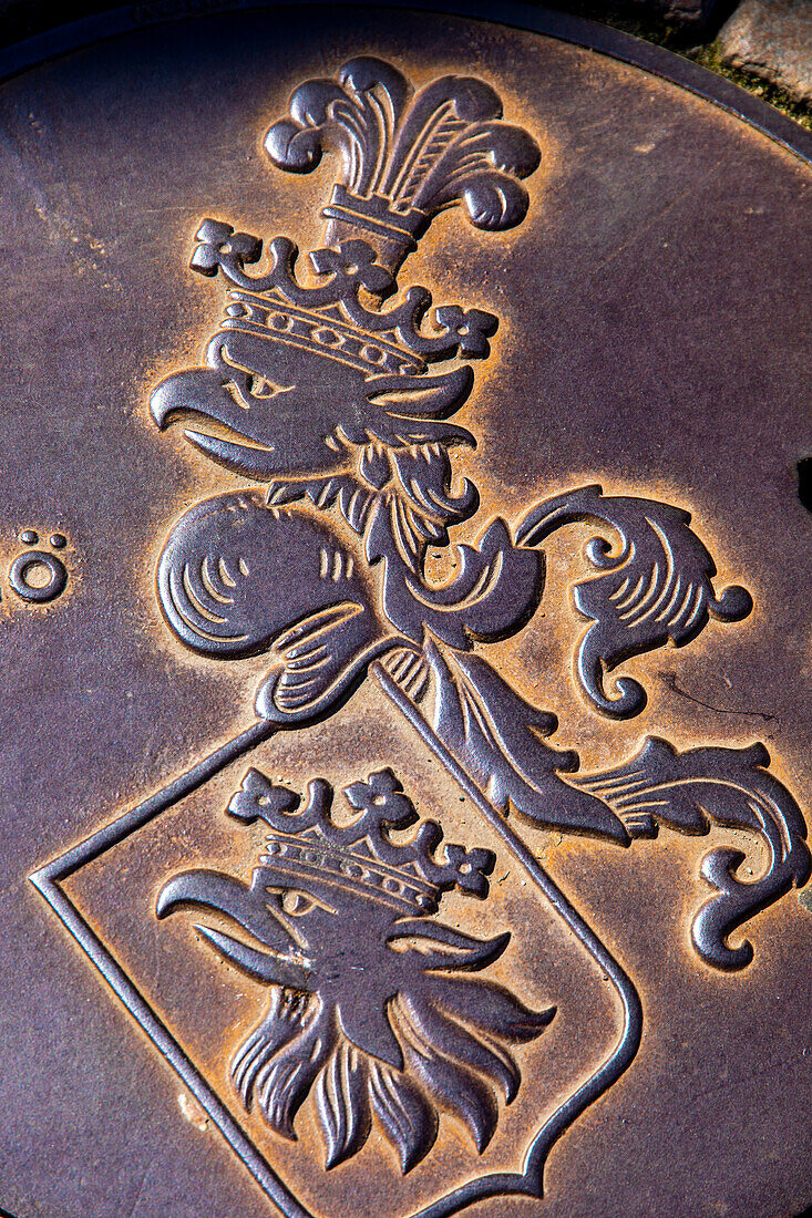 Europe,Scandinavia,Sweden. Skania. Malmoe. Malmo Griffon manhole cover