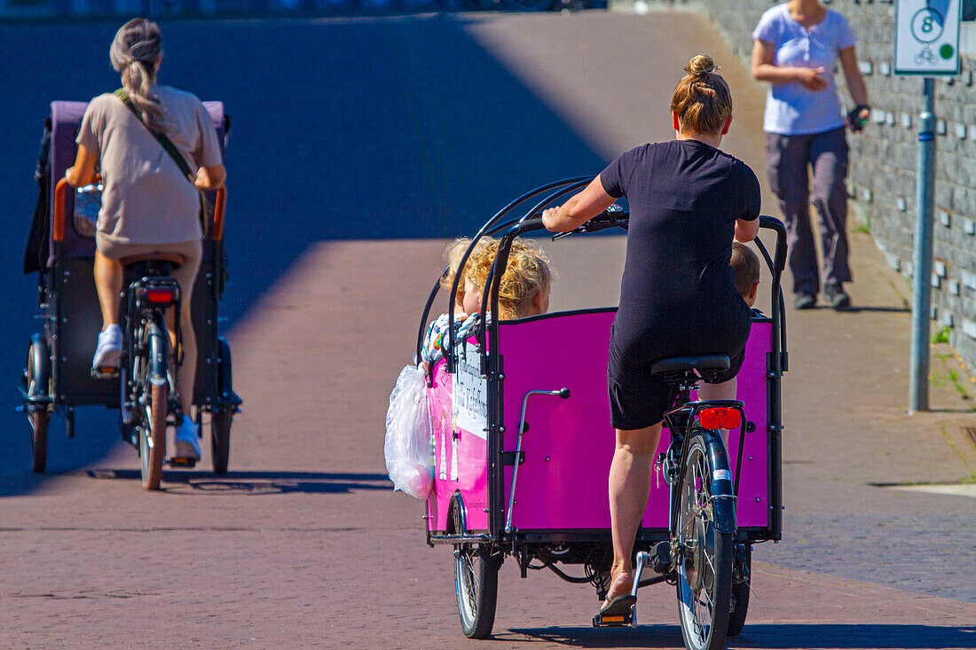 Europe,Netherlands,Province of Limburg,Venlo. Nannies on bicycle.