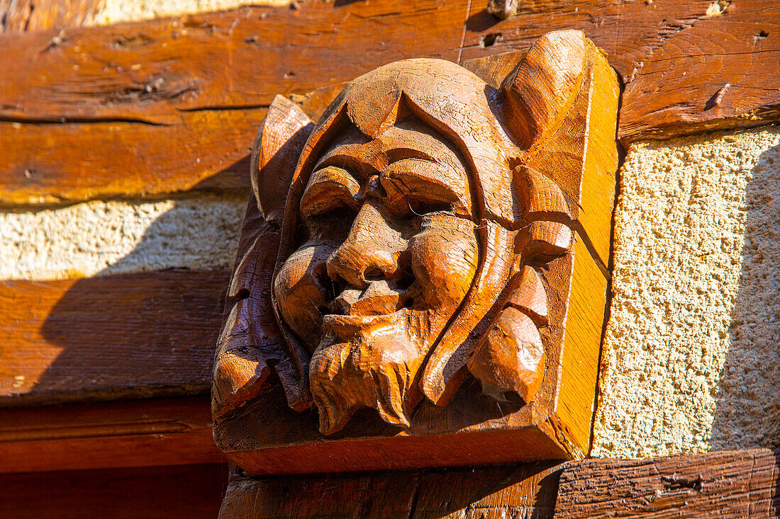 France,Grand Est,Aube,Troyes. Facade of half-timbered house in the city center