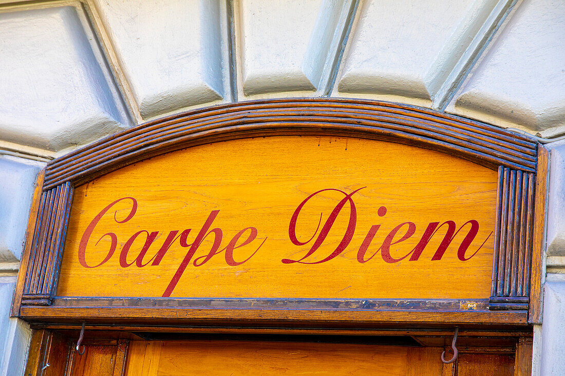 Europe,Scandinavia,Sweden. Stockholm. Gamla Stan district. Carpe Diem