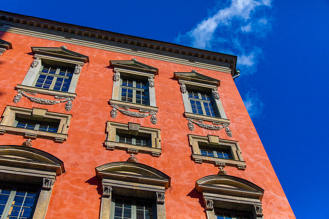 Europe,Scandinavia,Sweden. Stockholm. Gamla Stan district. Beautiful facade in the city center. Beautiful facade in the city center