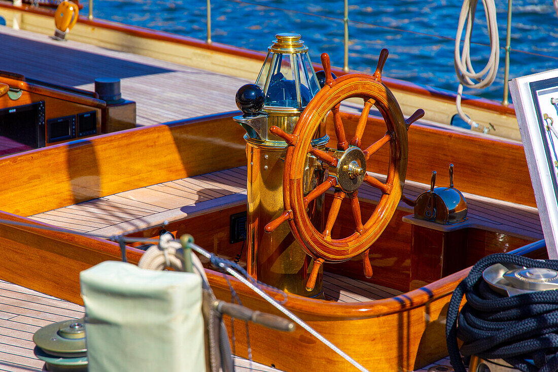 Europe,Scandinavia,Sweden. Stockholm. Old rig,steering wheel and compass