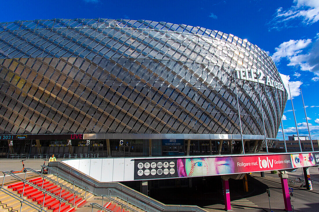 Europe,Scandinavia,Sweden. Stockholm. Johanneshov districtTele2 Arena stadium. Globe city,arch. White Arkitekter+ARUP