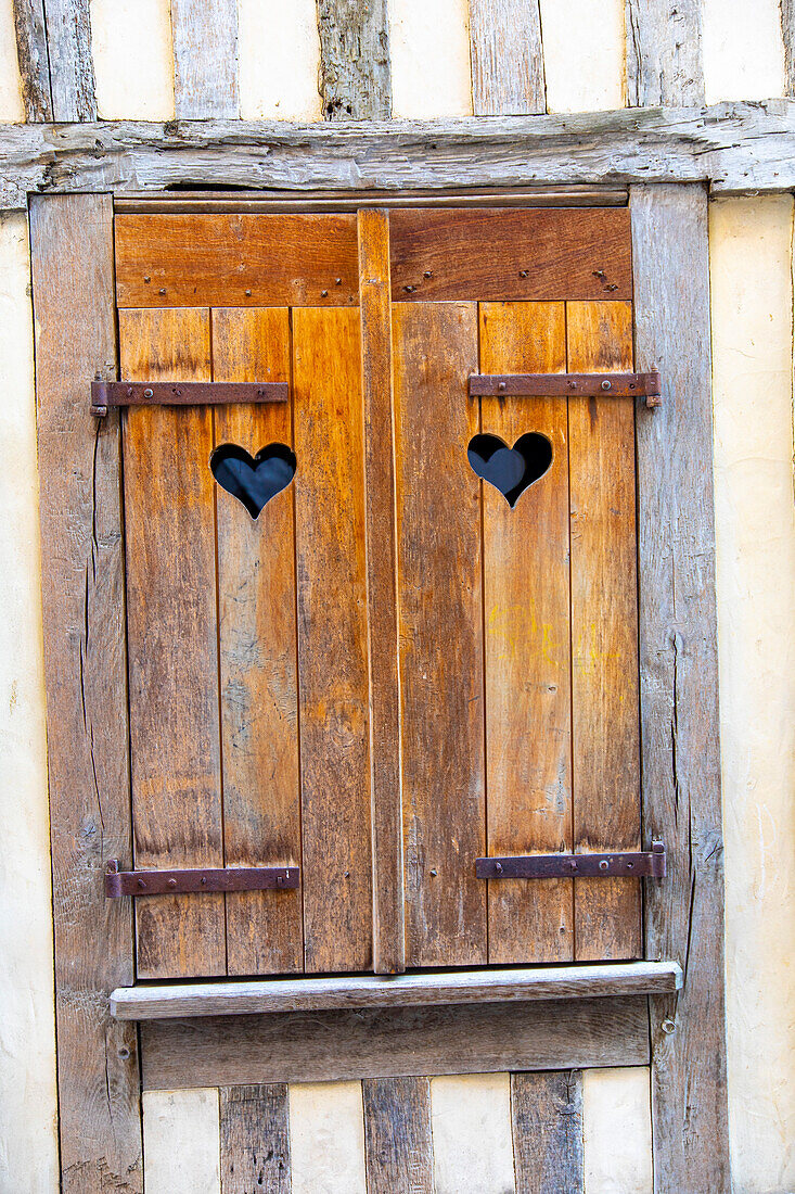 France,Grand Est,Aube,Troyes. Facade of half-timbered house in the city center