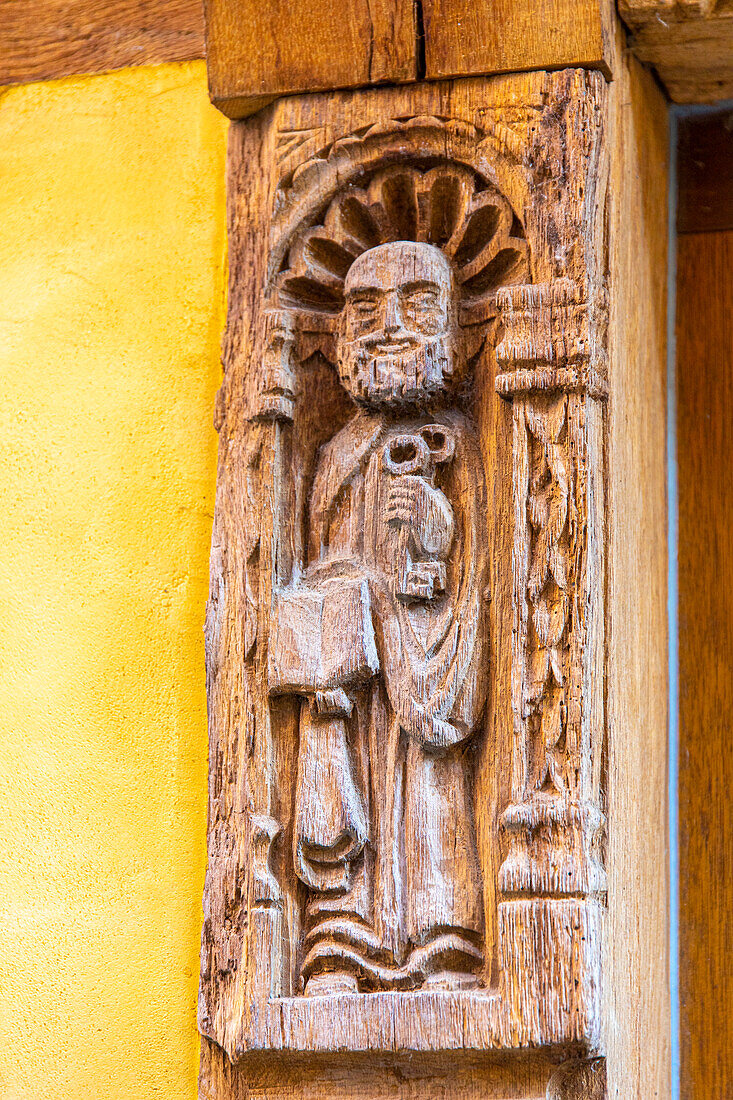 Frankreich,Grand Est,Aube,Troyes. Fassade eines Fachwerkhauses im Stadtzentrum