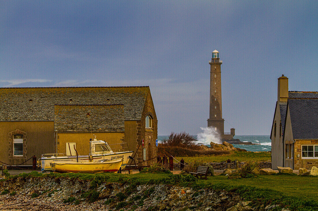 France,Manche,Cotentin. Cap de la Hague,Auderville. Goury lighthouse. Goury harbour and its rescue station