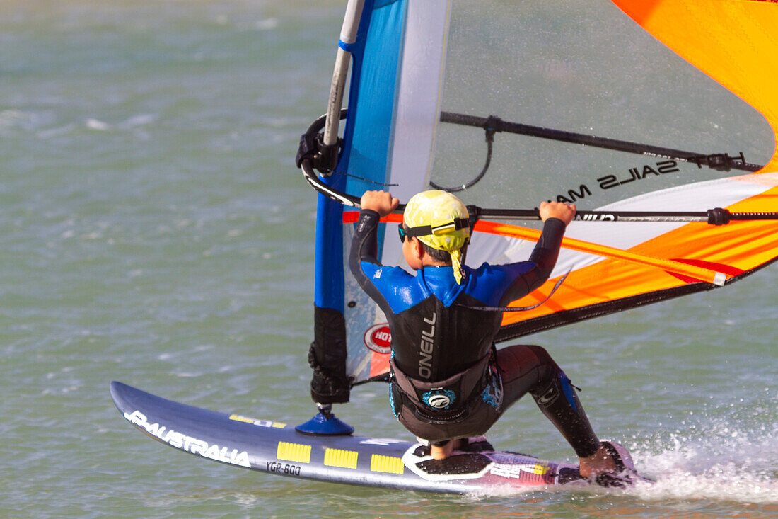 Europe,Spain,Canaria,Fuerteventura. Sotavento beach. Windsurfing