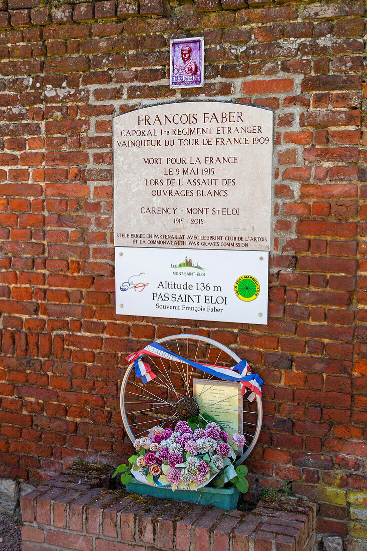 France,Hauts de France,Pas de Calais,Mont St Eloi. Francois Faber Monument