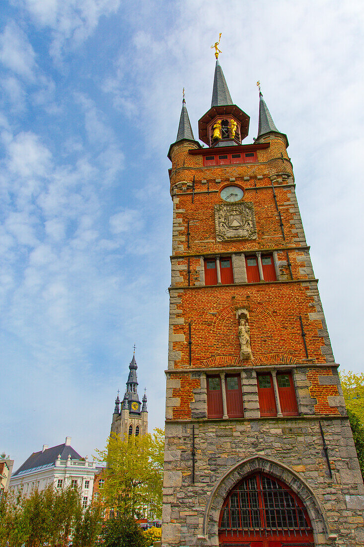 Europe,Belgium,Kortrijk,West Flanders Province. The belfry on the Grand Place